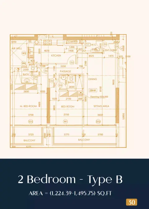 Plattegrond van 2 slaapkamers in Rapunzel Tower