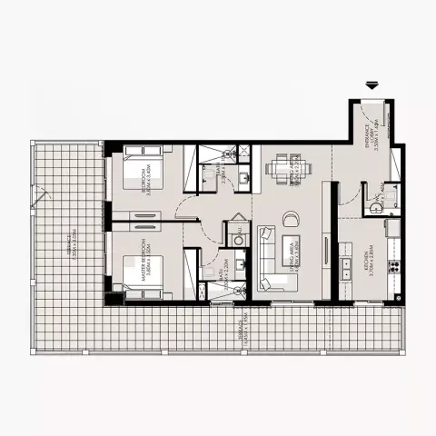 Plattegrond van 2 slaapkamers in Amer Al Ghurair Residences