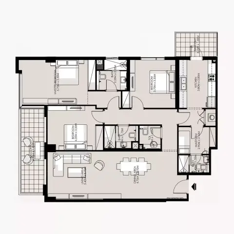 Plattegrond van 4 slaapkamers in Amer Al Ghurair Residences