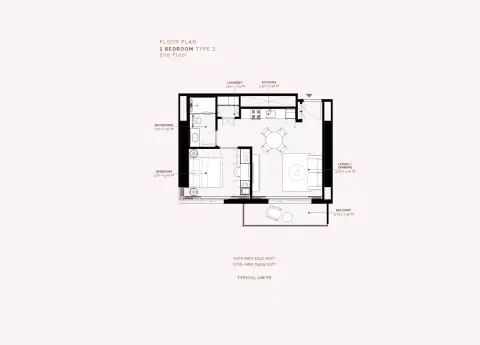 Plattegrond van 1 slaapkamer in Azizi Milan Heights