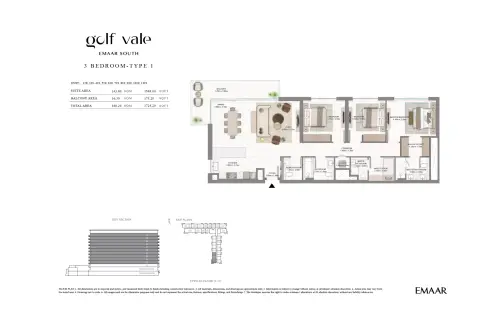 Plattegrond van 3 slaapkamers in Golf Vale