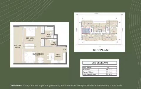 Plattegrond van 1 slaapkamer in Aero 1 Residences