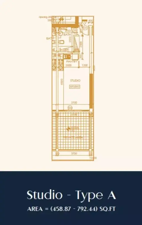 Plattegrond van Studio in Shakespeare Tower