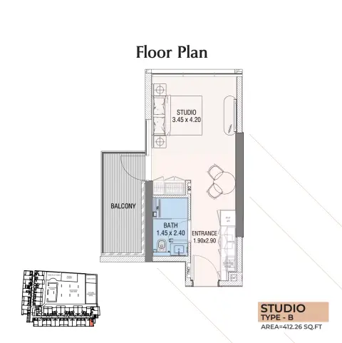 Plattegrond van Studio in Hills View