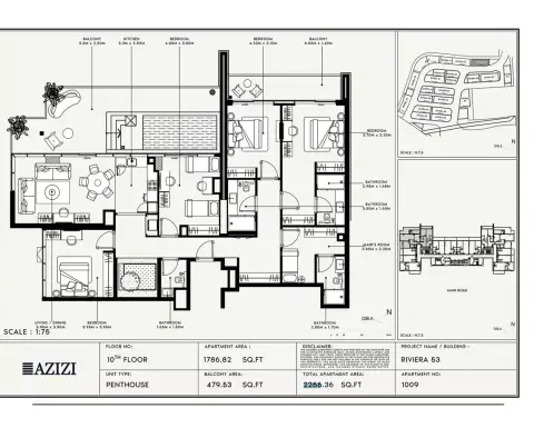 Plattegrond van 4 slaapkamers in Azizi Riviera 53