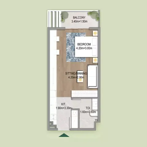 Plattegrond van Studio in Oasis Residences