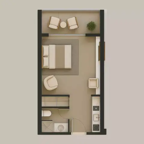 Plattegrond van Studio in MAAK Residence