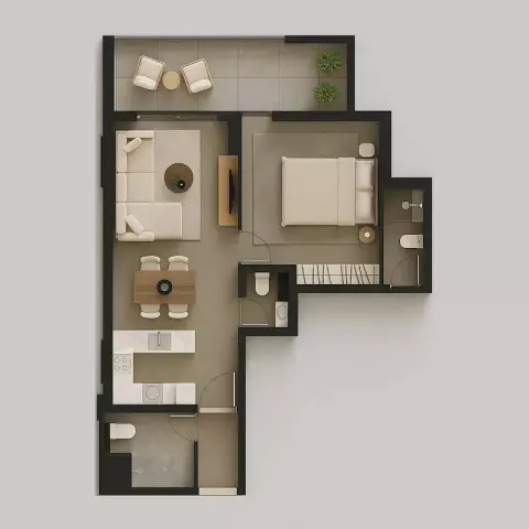 Plattegrond van 1 slaapkamer in MAAK Residence
