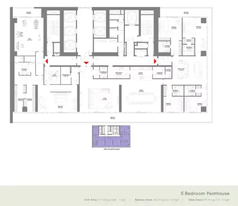 Plattegrond van 5 slaapkamers in W Residences Dubai Harbour By Arada