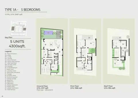 Plattegrond van 5 slaapkamers in Numa Villas