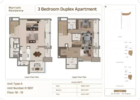 Plattegrond van 3 slaapkamers in Marriott Residences Sheikh Zayed Road