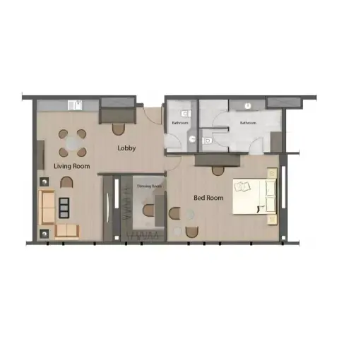 Plattegrond van 2 slaapkamers in Bellatrix Hotel