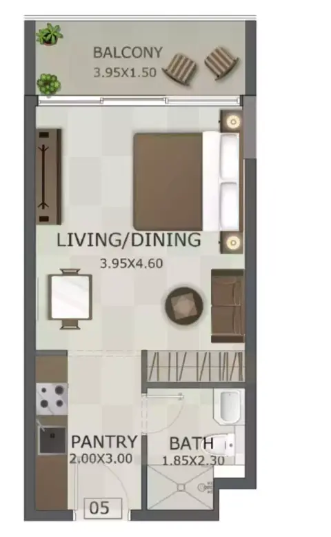 Plattegrond van Studio in Regal Crest