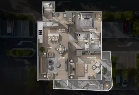 Plattegrond van 2 slaapkamers in Leven Residences