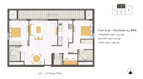 Plattegrond van 3 slaapkamers in Ashwood Residences