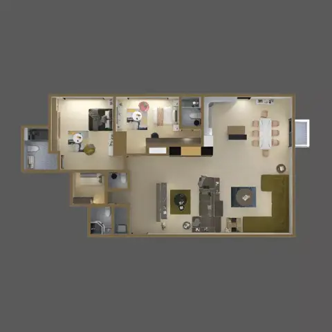 Plattegrond van 2 slaapkamers in Zenith J1